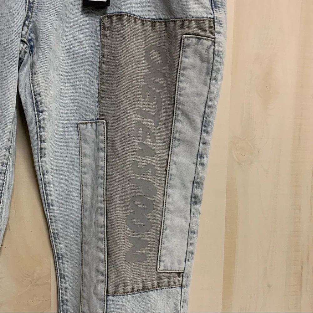 One Teaspoon Blue Graffiti Straight Leg Jeans Size 18 - Picture 13 of 16